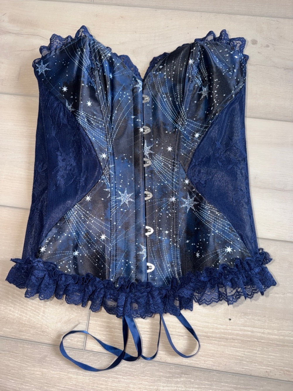 Adore Me Navy Blue Starburst Lace Corset Tank Top Small